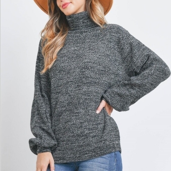 Sweater Weather Turtleneck in Charcoal - Picture 2 of 6